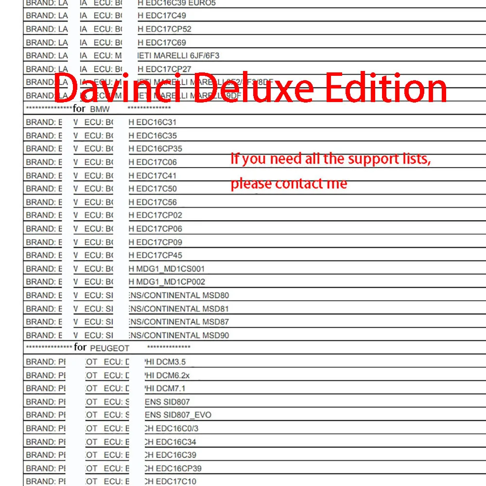 DaVinci Deluxe 1.035 Edition diagnostics Version with Diagnostic Trouble Code for the Automotive industry 1 Year