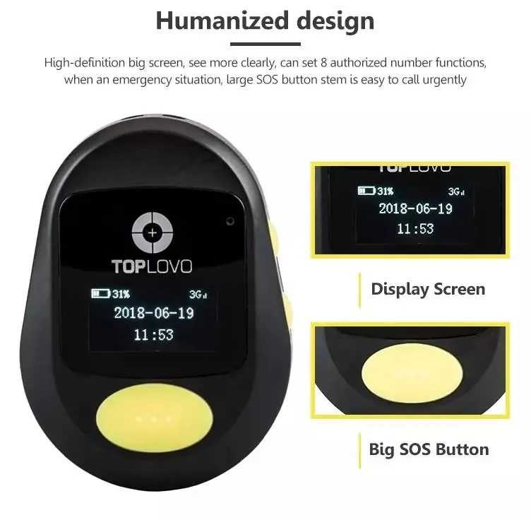 Falls Prevention Elderly Alarm System, Fall Detection Alert, Senior SOS Emergency Pendant 4G GPS Tracker