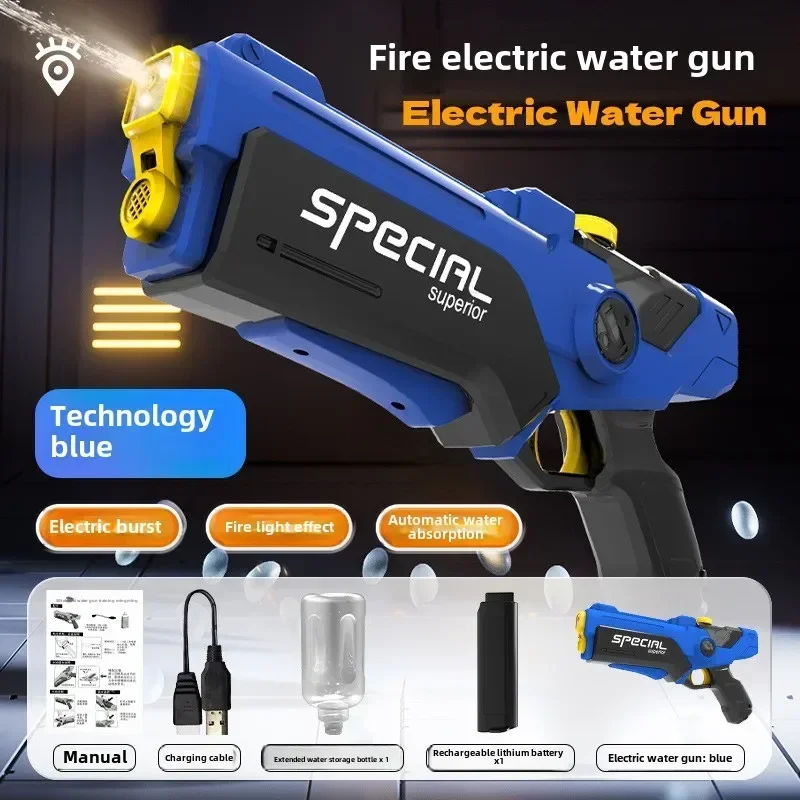 Pistolet à eau électrique à couture continue automatique, pistolet à eau à absorption d'eau automatique, pistolet à gicler de grande capacité, jouet de plage et d'extérieur