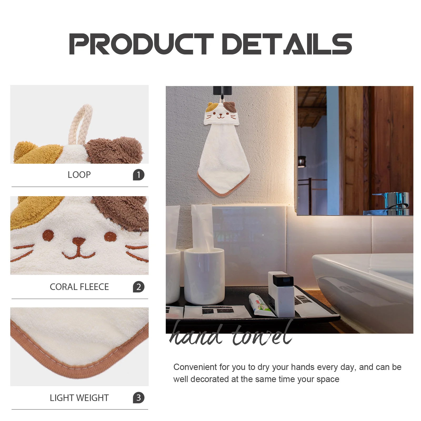 المرجان الصوف H المناشف الحمام المطبخ تجفيف البيج حلقة الجدار شنق امتصاص الماء الزجاج نظيفة المنزل الجاف #5