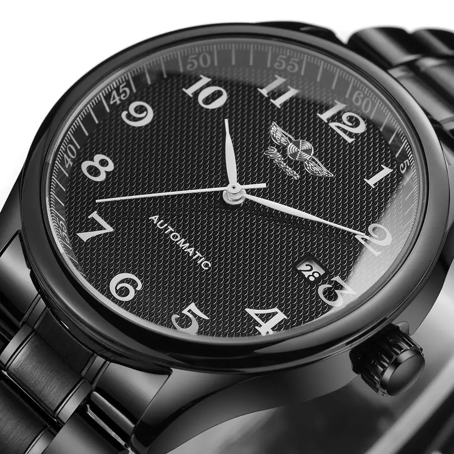 Fully Automatic Mechanical Men's Watch, Steel Band Waterproof Calendar Watch, Round Dial with Digital Markers, Dual-Purpose Business and Sports Wristwatch, Men's Mechanical Watch, a Popular Cross-Border Model, Suitable for Both Gifting and Personal Use