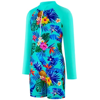 Girls' Long-Sleeve One-Piece Swimsuit | Front Zipper Swimwear Ages 4-12 3 Girls' swimsuit Little Girl Long Sleeve Front Zipper Swimwear Kids Single suits and cut 4-12 Years Children One Piece Swim suits 3
