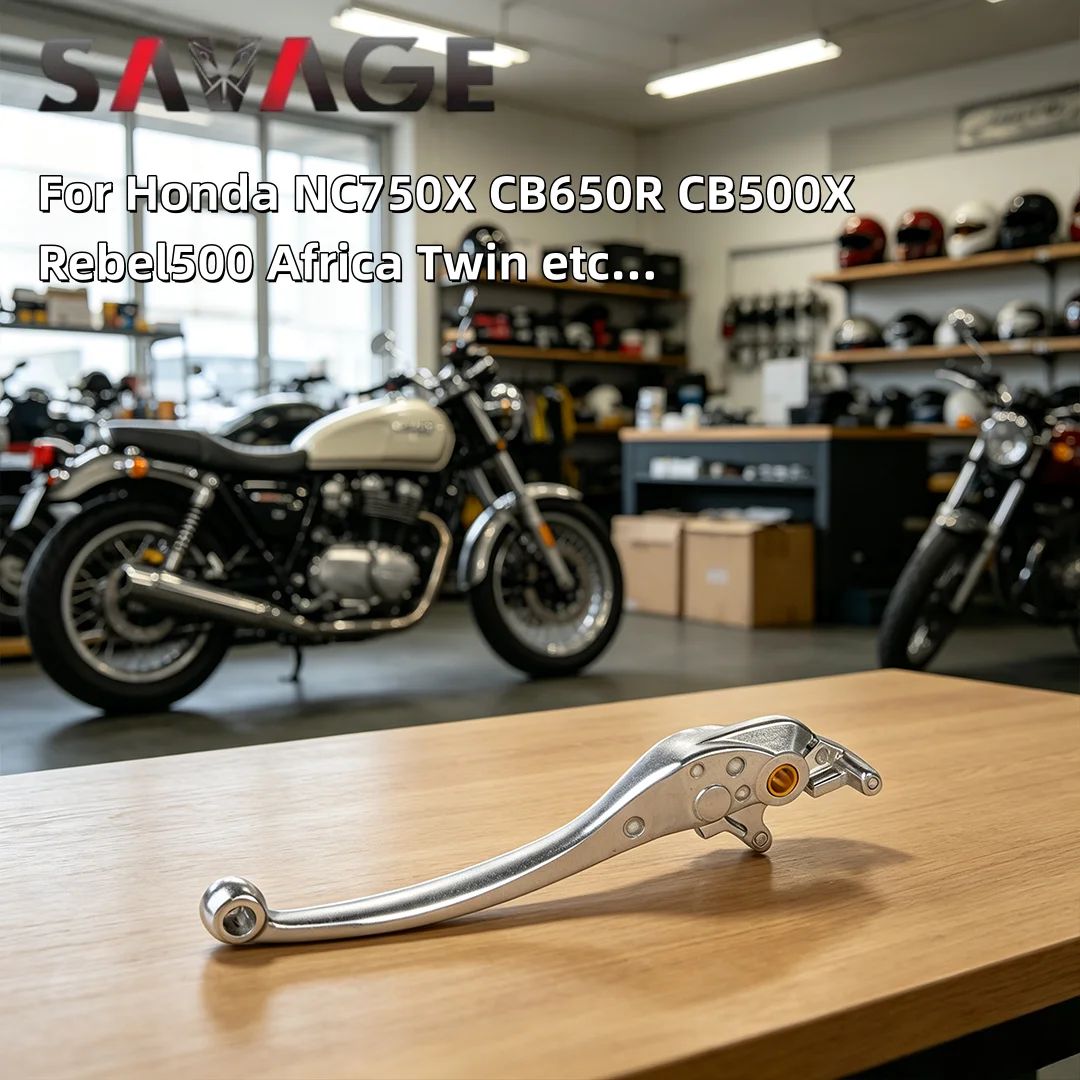 SAVAGE F18A Brake Lever OBL-F18A Alu Die-Cast Zinc Silver OEM Direct Fit for Honda NC750X CB650R CB500X Rebel500 Africa Twin etc