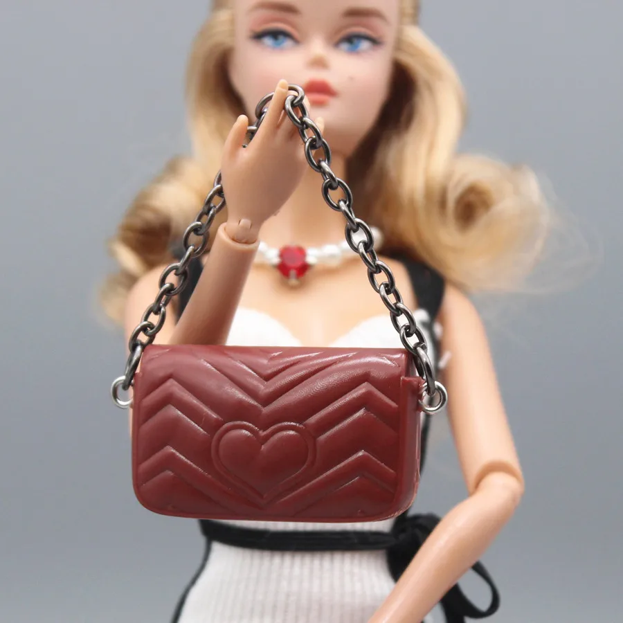 Doll bag / leather handbag Chain bag DIY for Dollhouse / doll accessories for 30cm BJD xinyi ST blythe Fr2 barbie doll