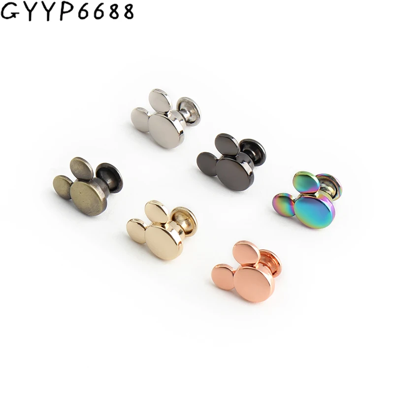 10-50-100PCS 12.5MM Rainbow Metal Chicago Shoes Round Head Rivets Stud Screw Purse Feet Buckles For Leather Bags Accessories