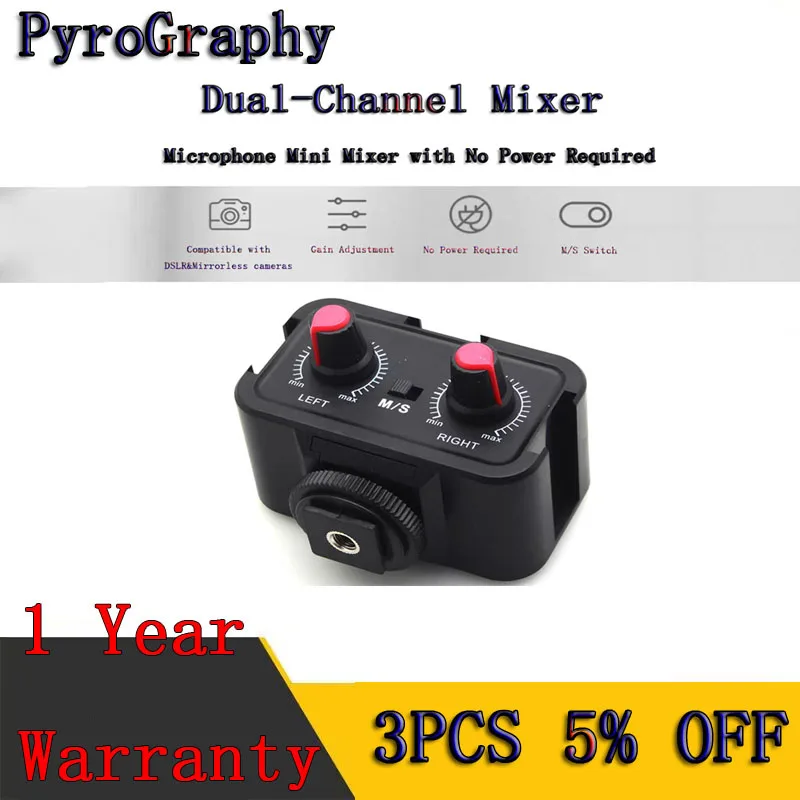 

Пирографический микрофон 3,5 мм, двухканальный мини-микшер M/S, двухканальный мини-тюнер, устройство записи моно/стерео для аудиовхода DSLR