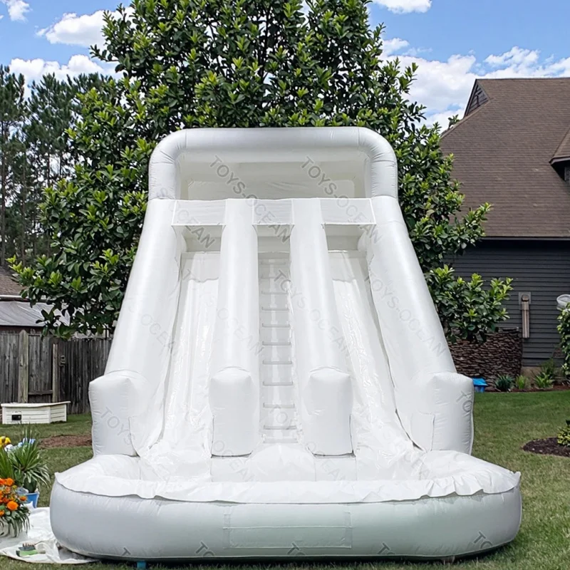 Custom Large Commercial Double Slide Inflatable Water Park Solid Color White for Adults and Kids for Outdoor Use