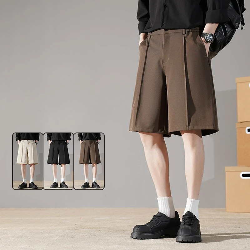 

2025 Summer Solid Shorts Men High Quality Casual Business Social Elastic Waist Men Shorts Shorts