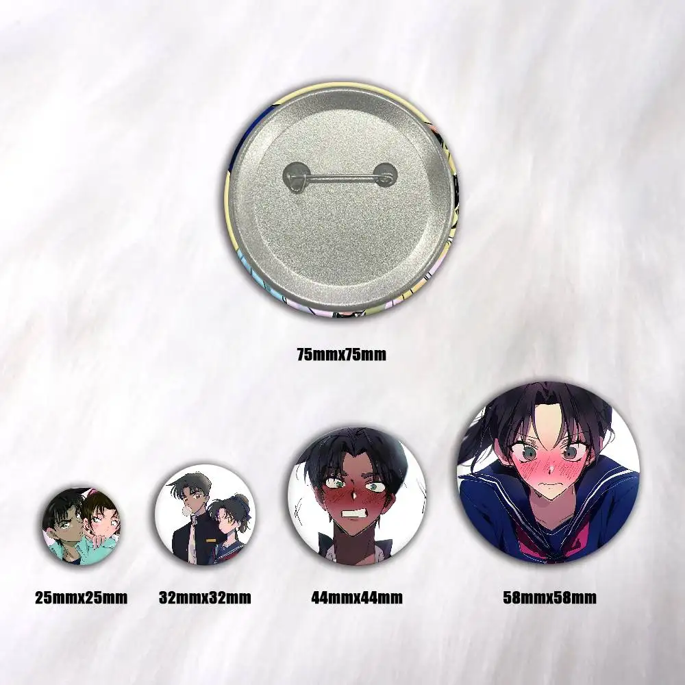 Heiji Anime Kazuha Creative Round Button Badges Cute Pin Brooch for Backpack Clothes Lapel Jewelry