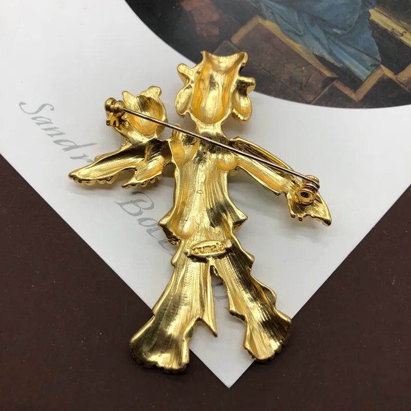 Shmik Vintage Women Men Middle Design Scarecrow Enamel Brooches Pins Retro Baroque Palace Unisex Clothing Coat Badges Buckle