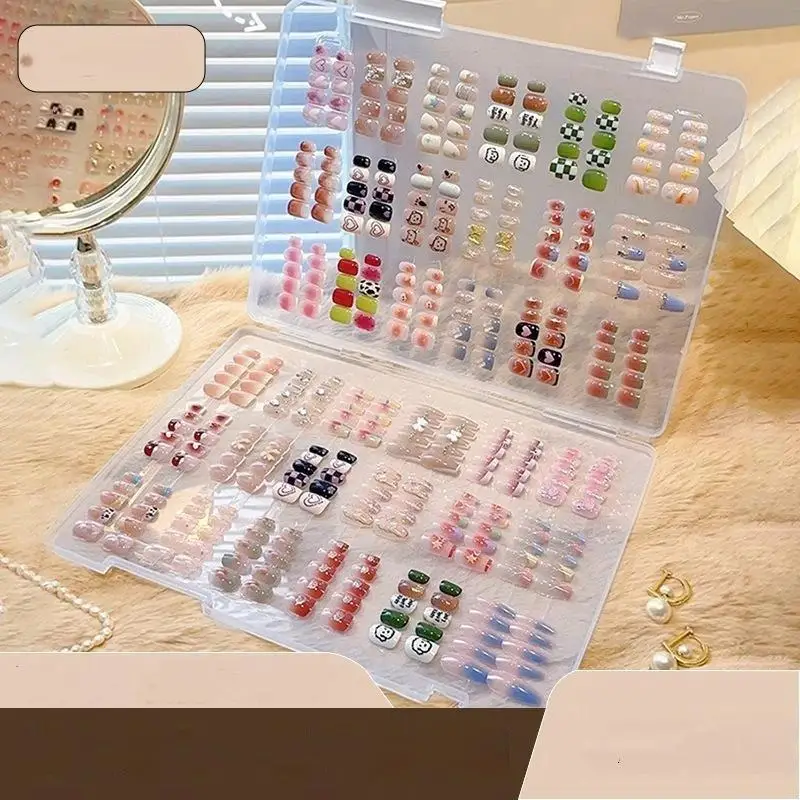 1Pcs Press On Nail Storage Box False Nail Tips Nail Display Stand Dustproof Transparent Empty Storage Color Card Book Nail Tools