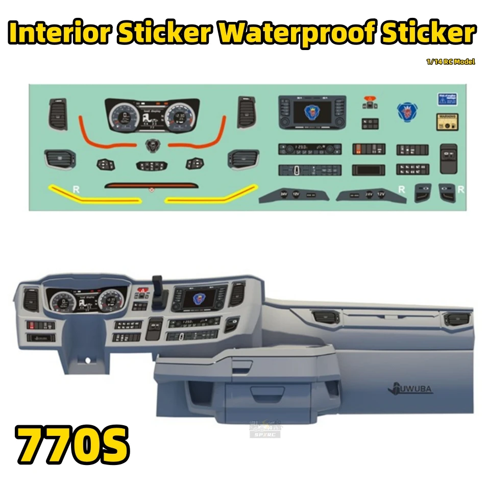 770S Adesivo Interno Adesivo Impermeabile PVC Simulazione per 1/14 Tamiya RC Scania 56368 56371 Romote Control Giocattolo Parti