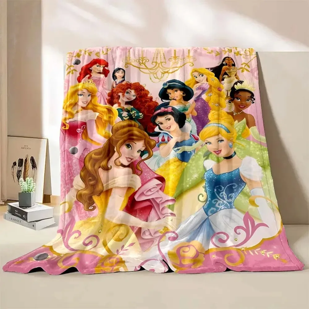 Disney Princess Cartoon Blanket Travel Camping Office Flannel Blanket Warm Home Sofa Decor Gift for Girls