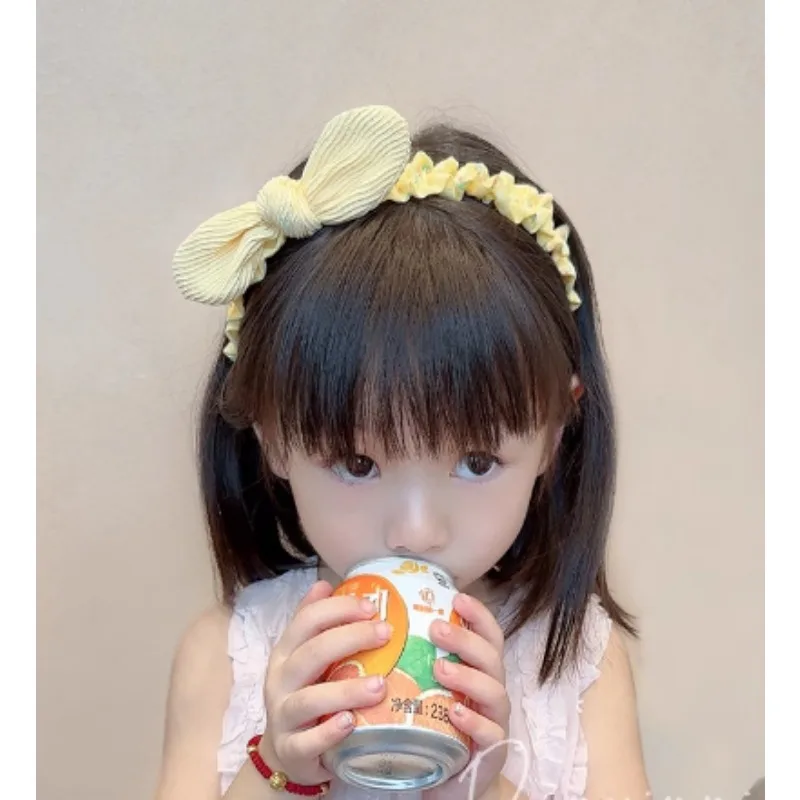 

Sweet Bunny Ear Headband for Girls with Crinkle Bow Tie Adorable Hair Band for Cute Soft Kids Hair Accessories Headwear
