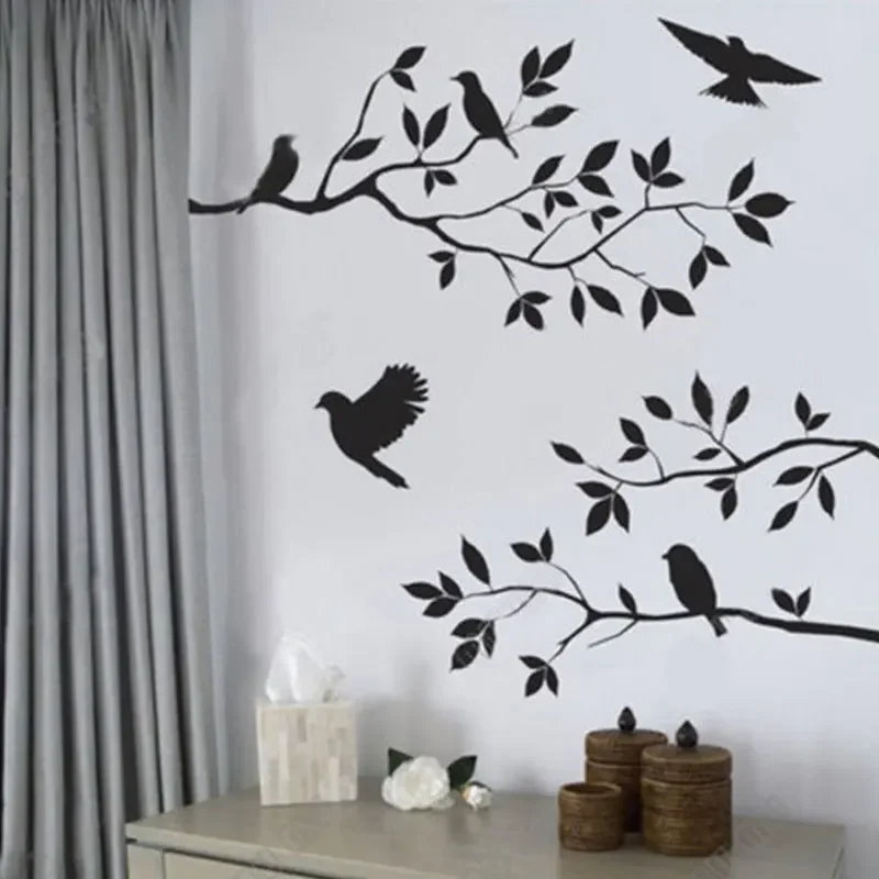 Bird Wall Stickers Tree Leaf Decorative Vinyl for Children's Home Decor Living Room Stickers on The Wall Accessories