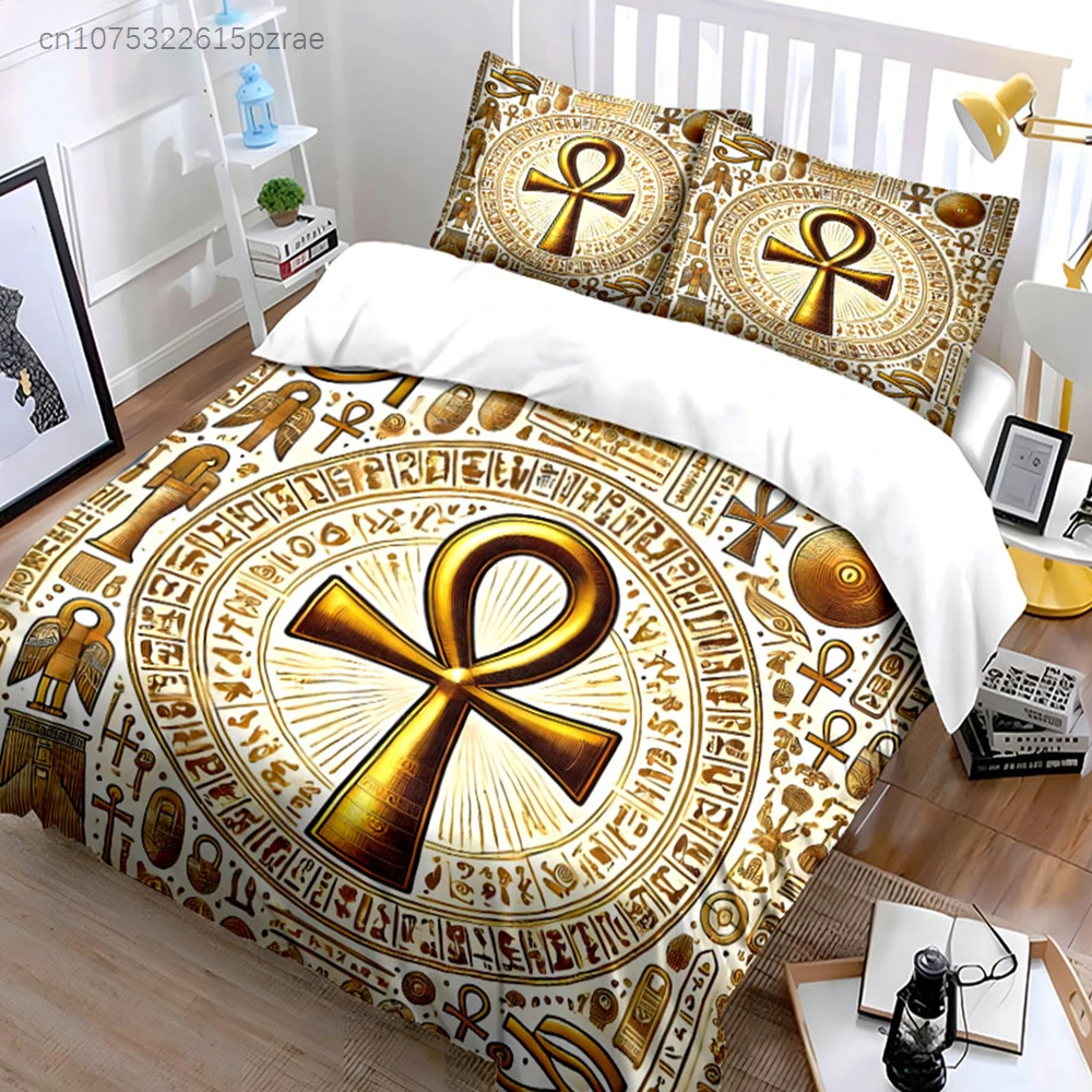 Ancient Egyptian Symbol Decor Set Multiple Sizes kid's And adults' Bedroom Exquisite 3PC Bedding set, Gift