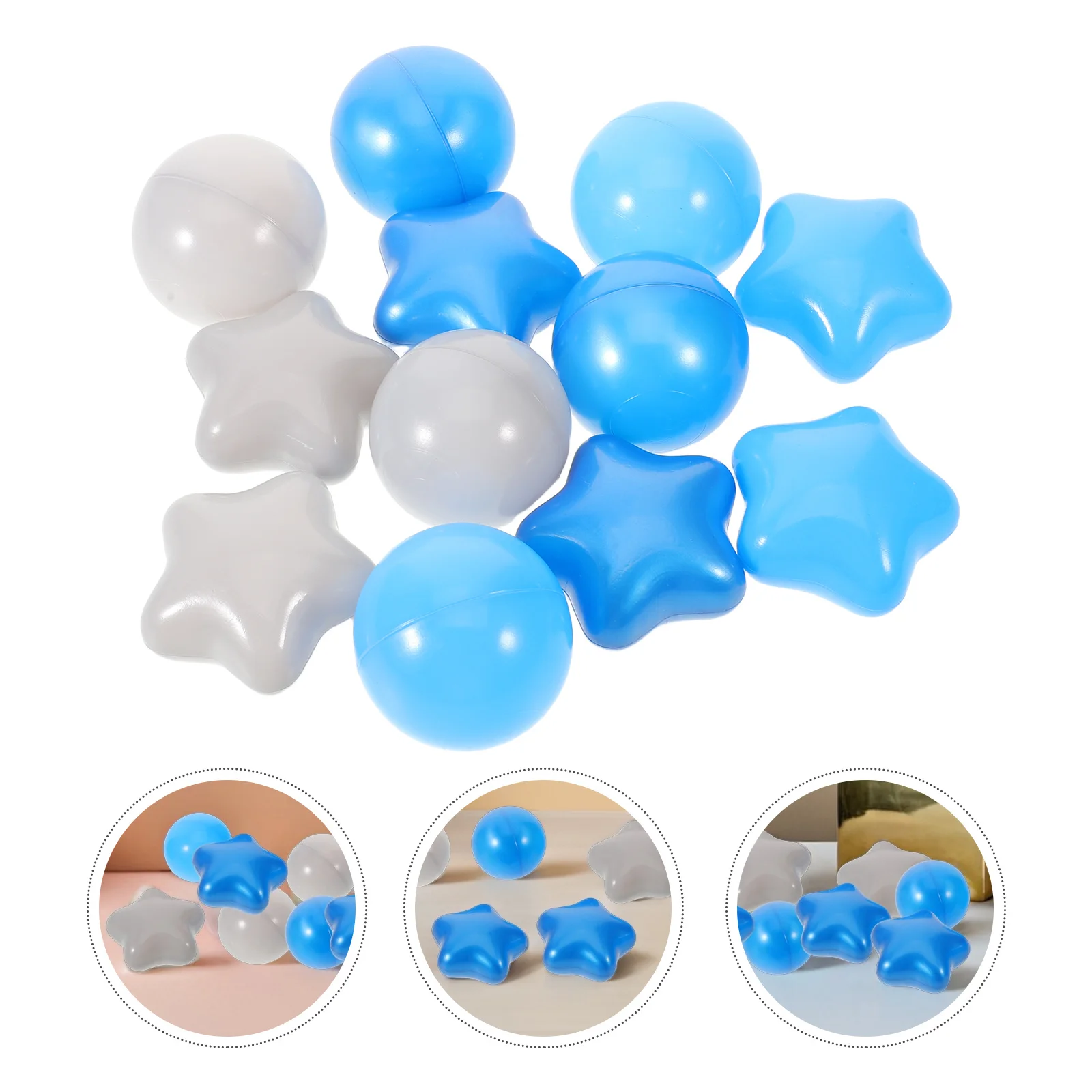 

100Pcs Kids Ball Pit Balls 2 Inch Star Round Shape Crush Proof Plastic Bright Color Playpen Decorations for Birthday Party Play