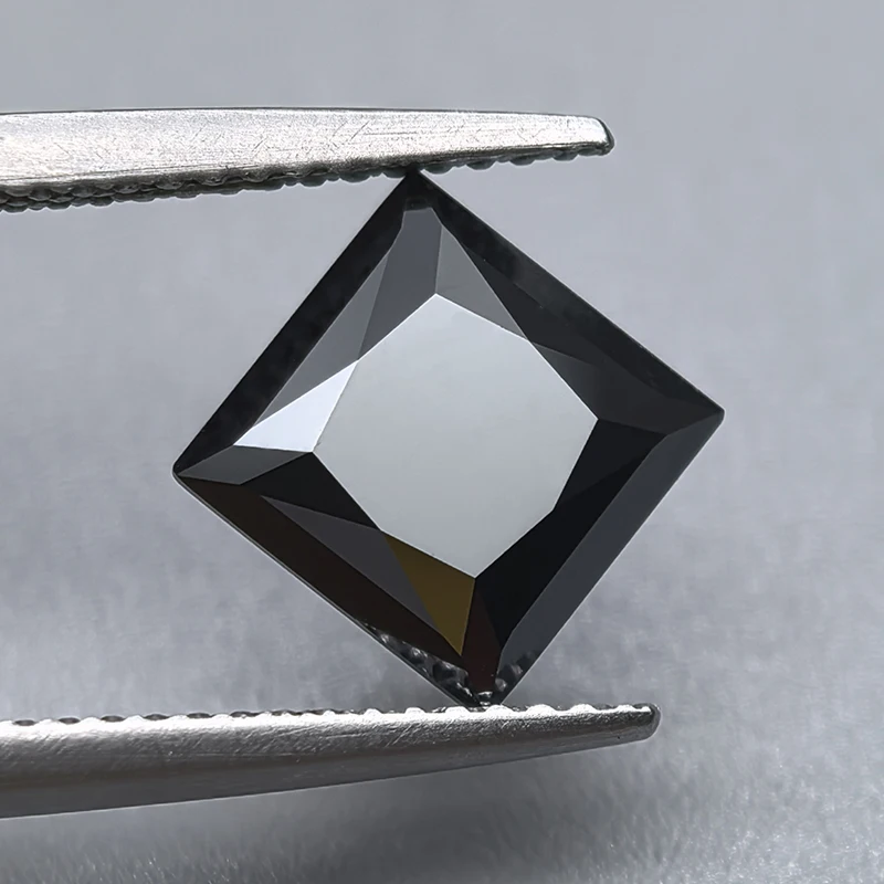 

Never Faded Deep Black Moissanite Stone Princess Cut Lab Diamonds 1.0-3.0ct Positive Pass Tester with GRA Certificate