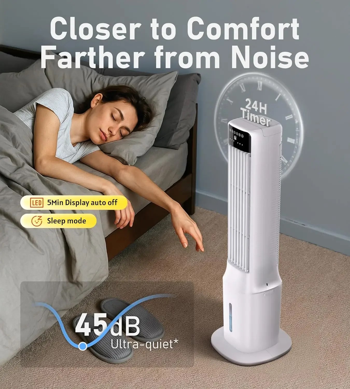 Swamp Cooler Air Conditioner, Evaporative Air Coolers with 120° Oscillating, Windowless Portable Cooling Fan