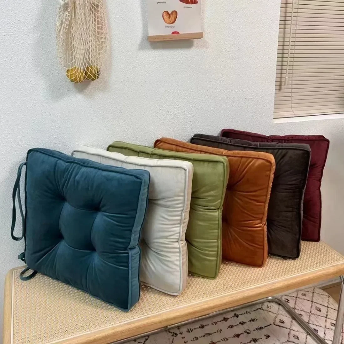 

40X40cm Square Chair Cushion Solid Color Velvet Thickened Elastic Cushions Seat Cushion Modern Home Decor Washable Pillow 쿠션 방석