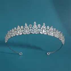 Luxury Bride Tiaras Crowns Wedding Headdress Cubic Zirconia Princess Bridal Tiaras Headband Prom Birthday Party Crowns For Girl