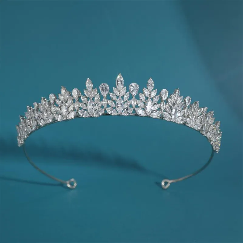 Luxury Bride Tiaras Crowns Wedding Headdress Cubic Zirconia Princess Bridal Tiaras Headband Prom Birthday Party Crowns For Girl