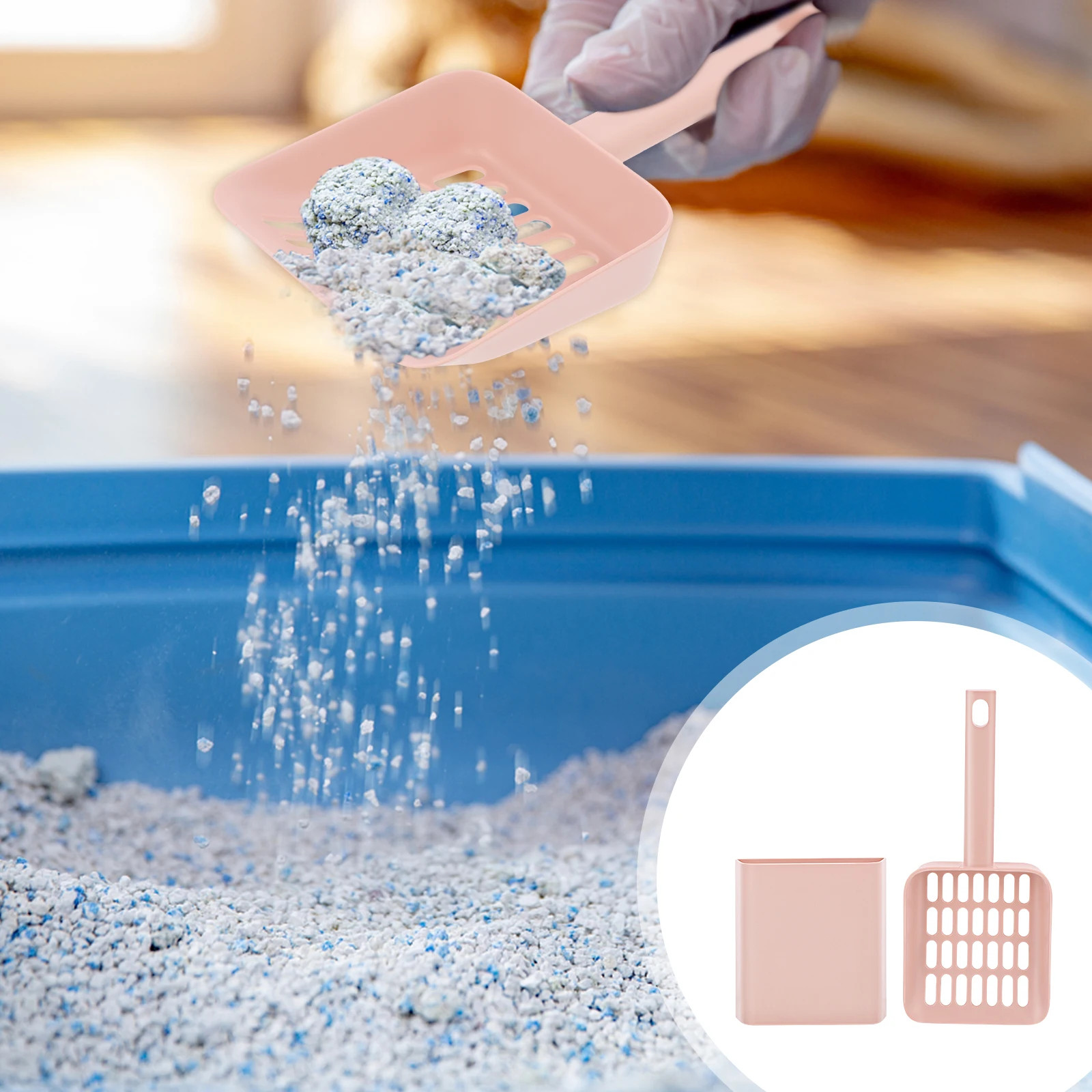 

1 set Cat Litter Scoop Set Wide Mouth Deep Clean Tool For Pet Waste Removal With Hanging Hole Storage Design Pet Litter Cleaning