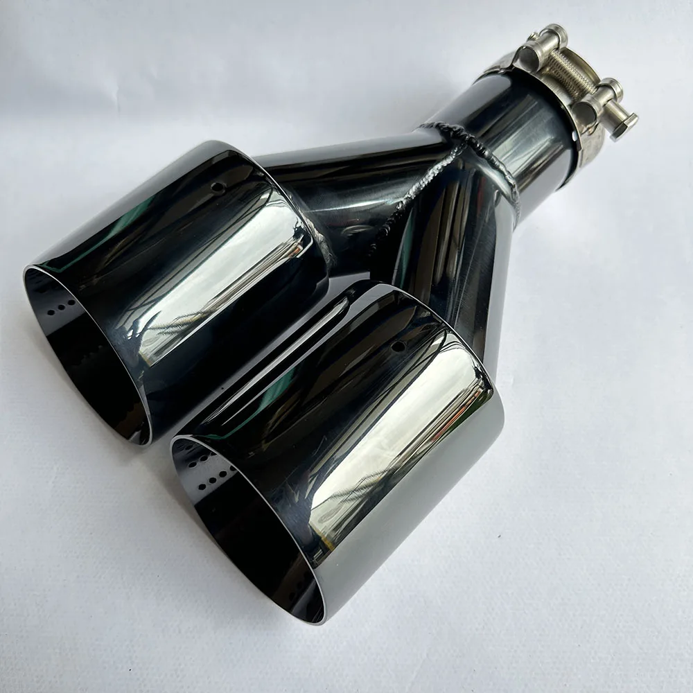 auto parts exhaust 1pcs pipe stainless steel Electroplating black Tail throat muffler Y-shaped dual outlet Large caliber