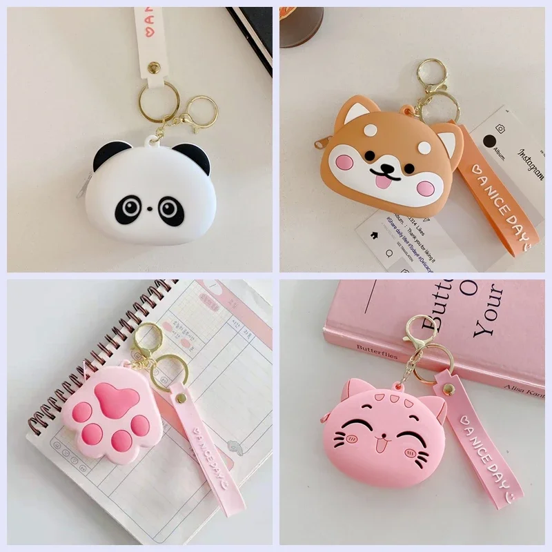 Cartoon panda /dogs Storage bag cute For airpods Headphone Storage Case for iPhone USB Cable Earphone Earbud Accessories Bag