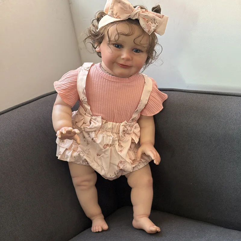 

60 см Zoe Reborn Baby Doll для маленьких девочек с вьющимися волосами, реалистичный ребенок, такой же, как фотографии, ручная роспись, 3D-кожа с видимыми венами