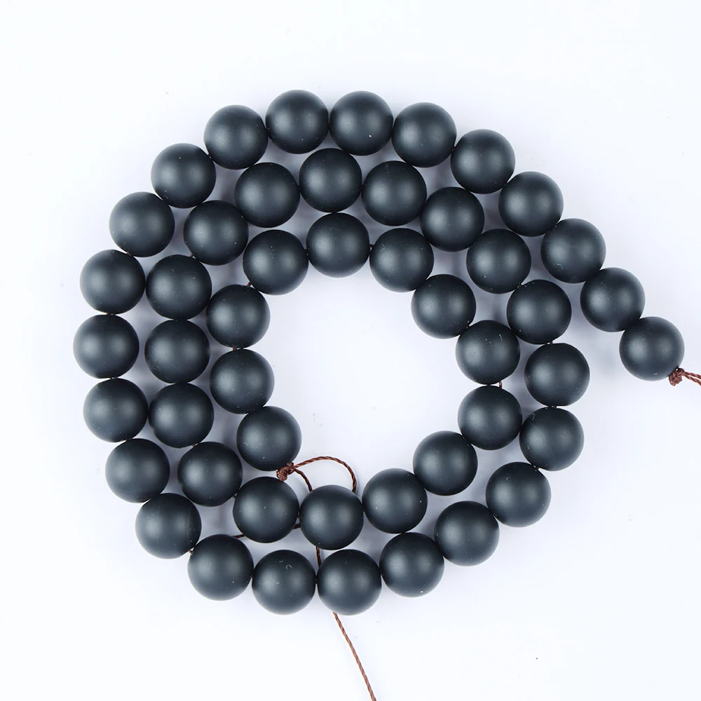 A+ Natural Black Agate Onyx Matte Loose Beads for Jewelry Making Bracelets Necklace DIY Accessories Wholesale 4 6 8 10mm