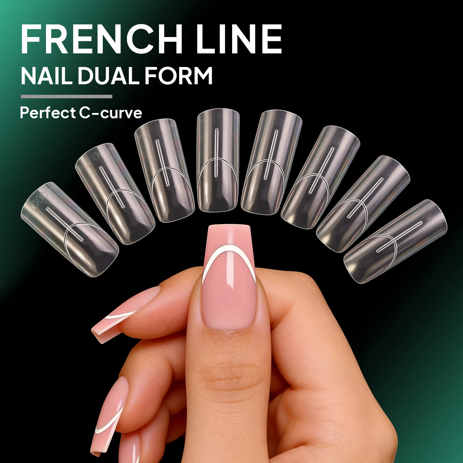 Nailpop French Tip Nail Forms Dual System Clear Acrylic Nail Extension Mold Square Ballet Shape 14 Sizes DIY Nail Art 140Pcs