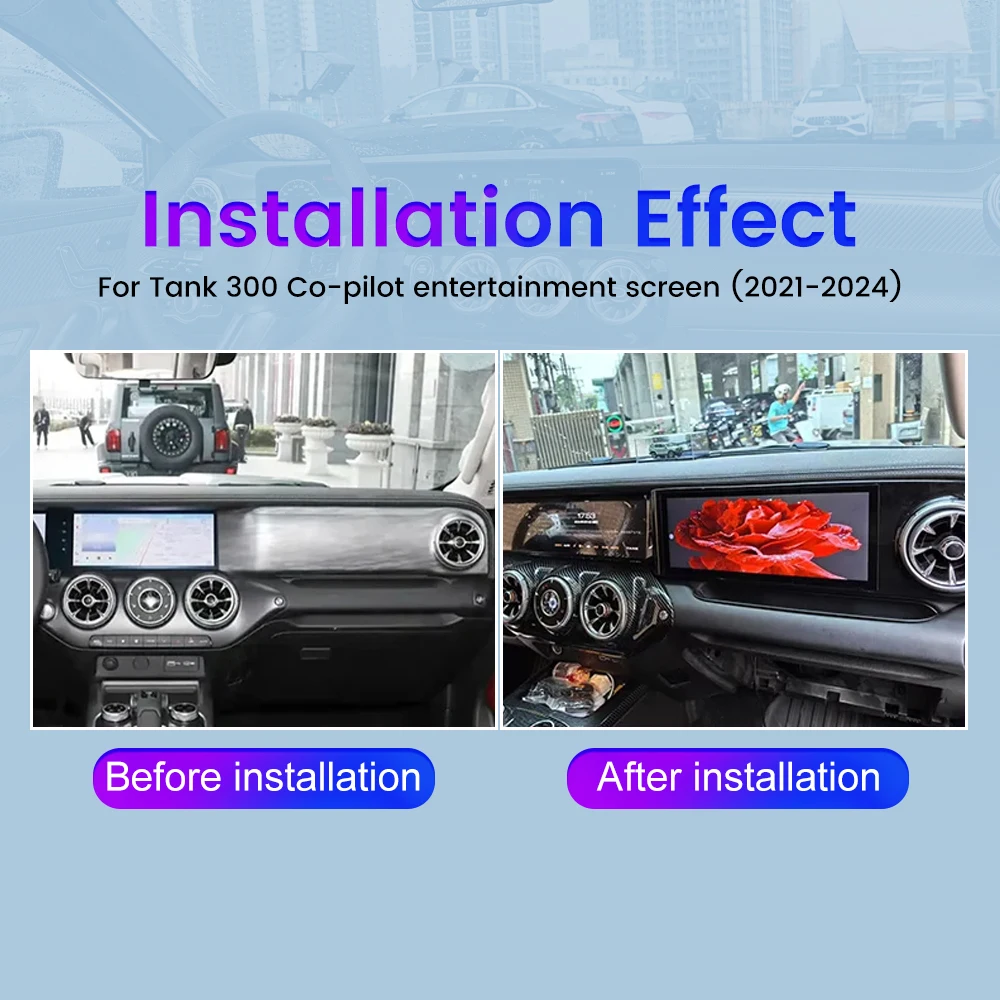 For Tank 300 2021-2024 Co-pilot Entertainment Screen Multimedia Player Touch screen CarPlay Android System Plug and Play 12.3