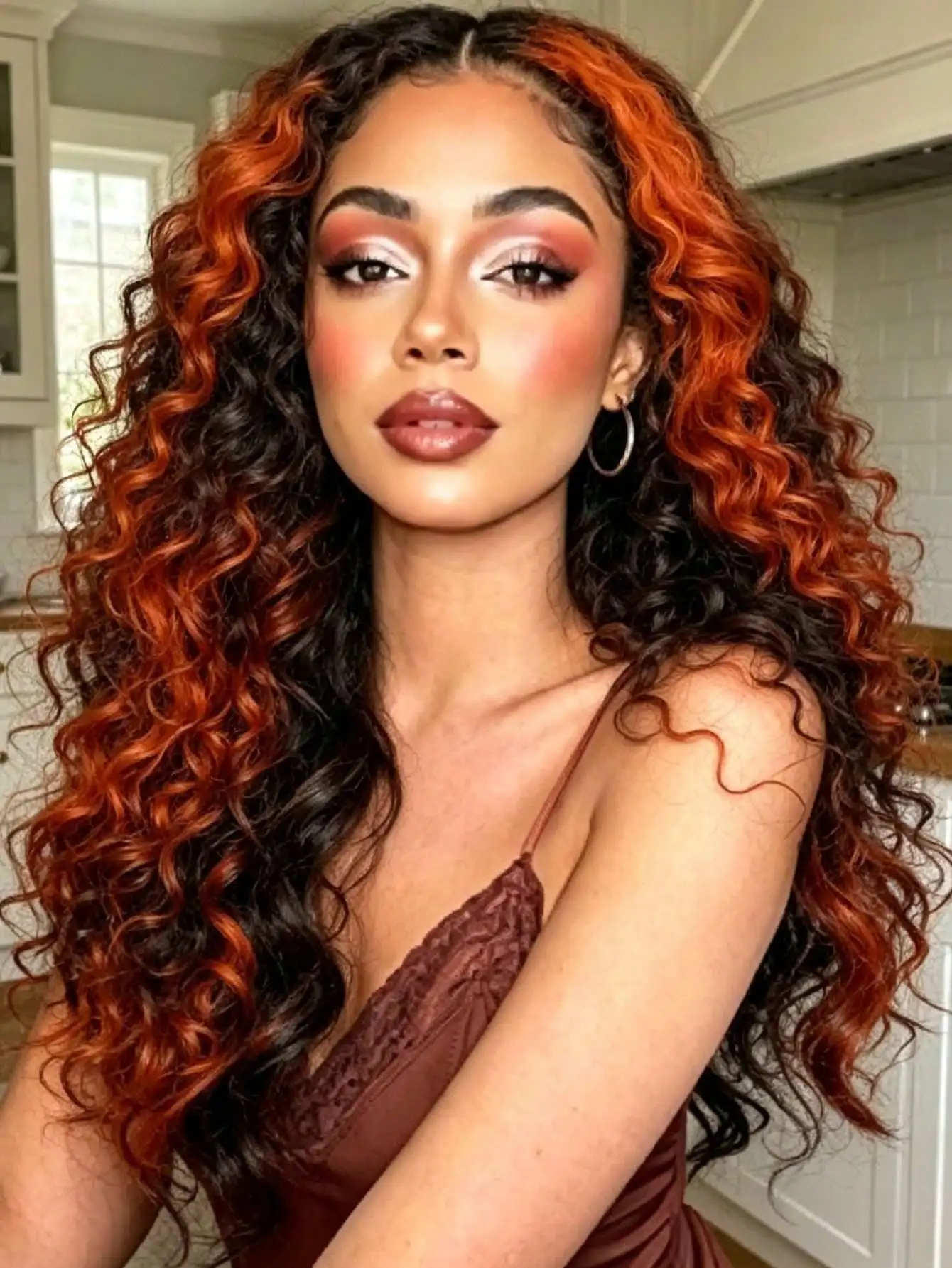 250 Density Ginger Orange Highlight Lace Front Wigs Human Hair Deep Wave Glueless 13x4 HD Transparent Lace Front Wig for Women Pre Plucked with Baby Hair Ombre Black Ginger Orange Kinky Curly for Daily Use  For Halloween Use