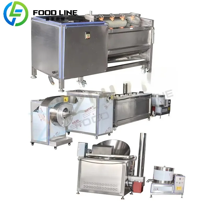 Semi-automatic Snacks Frying Processing Equipment French Fries Production Line Sweet Potato Chips Deeep Frying Making Machinery