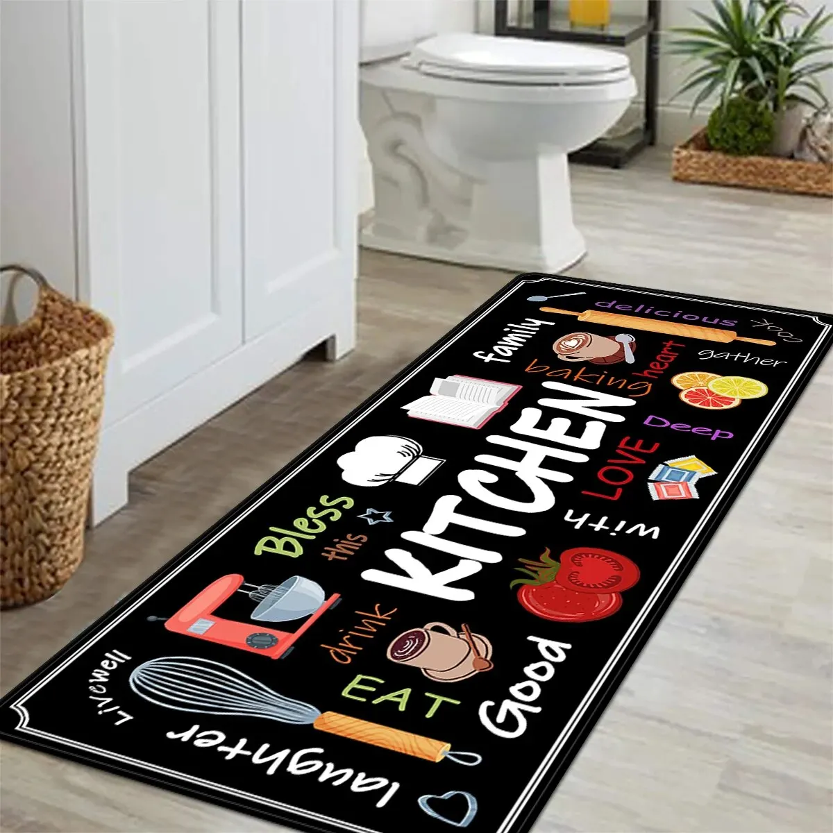 Kitchen Non-Slip Decorative Carpet, Entrance Door Mat, Bathroom Laundry Room, Corridor, Bedroom, Home Small Rugs