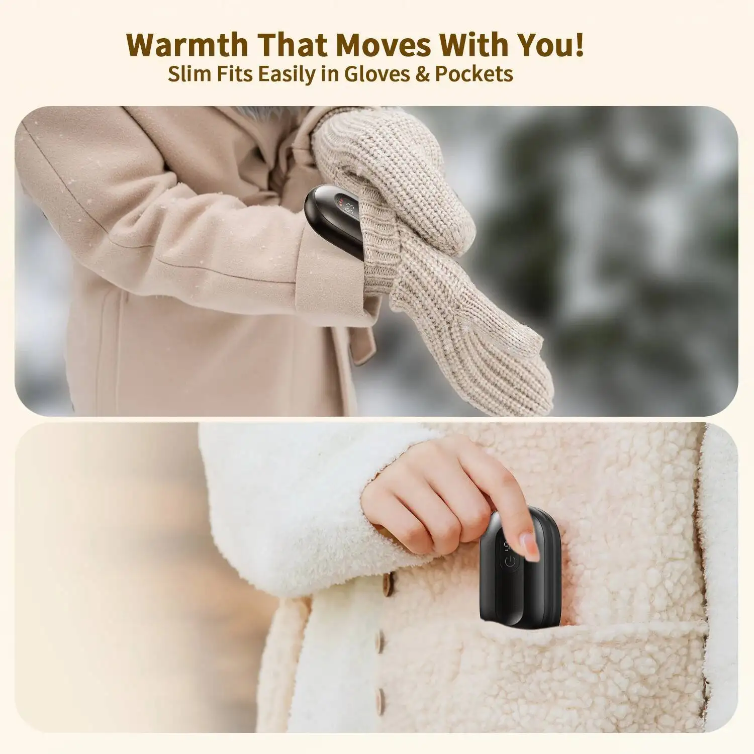 Rechargeable Warmers 2 In 1 Electric Hand Warmer With Digital Display Portable Pocket Heater Warm Gift For Outdoors Camping