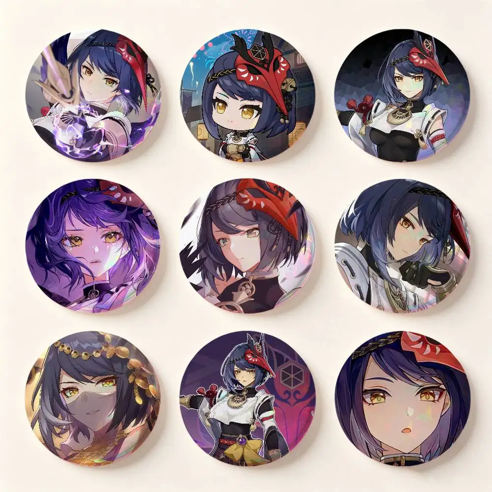 Kujou Sara Genshin Impact Badges Button Round Creative Pin Brooch Badge Bag Decor Accessories Fans Collect Friends Gifts