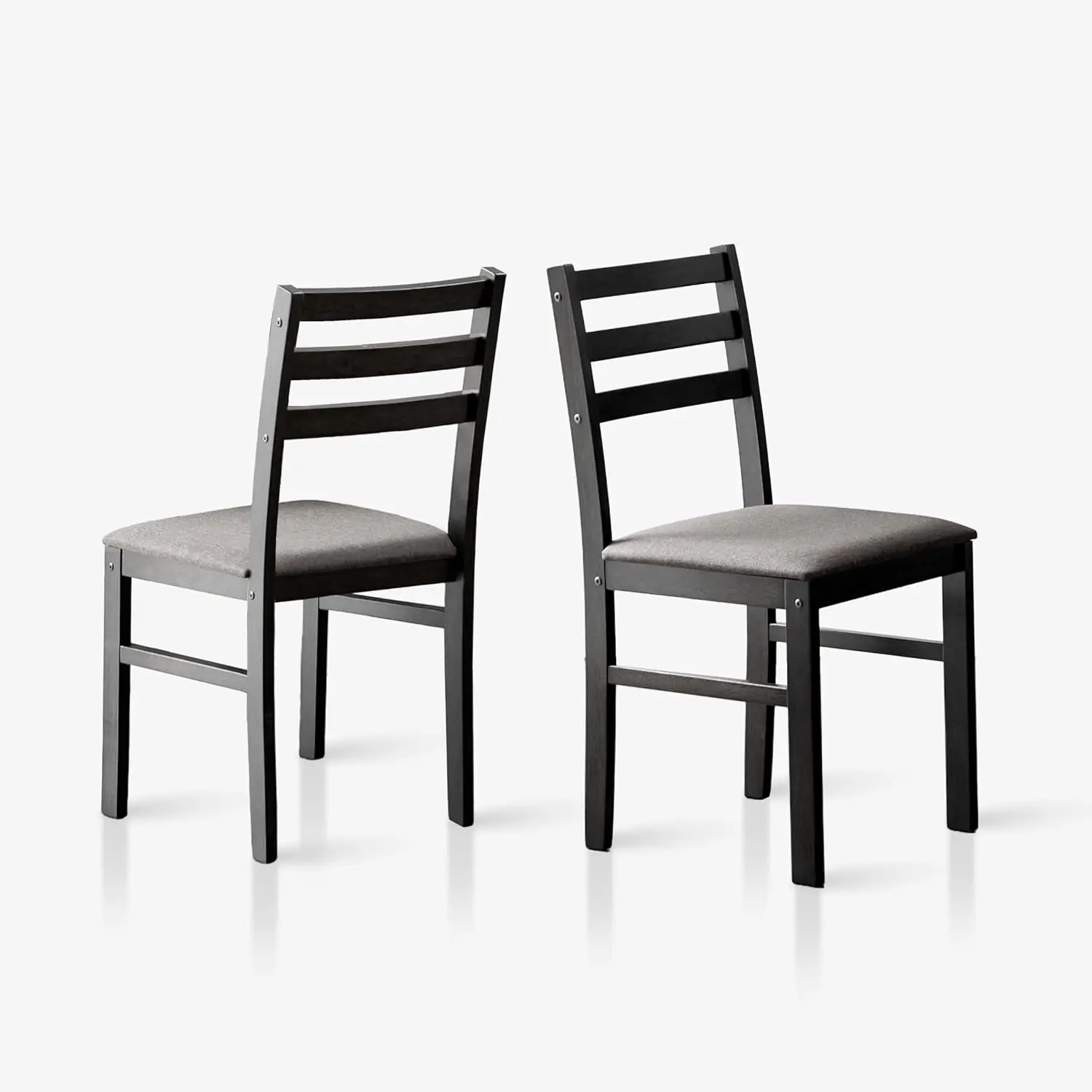 

Solid Wood Fabric Cushion Seat Ladder Back Kitchen Dining Chair Set of 2 Black, Customized