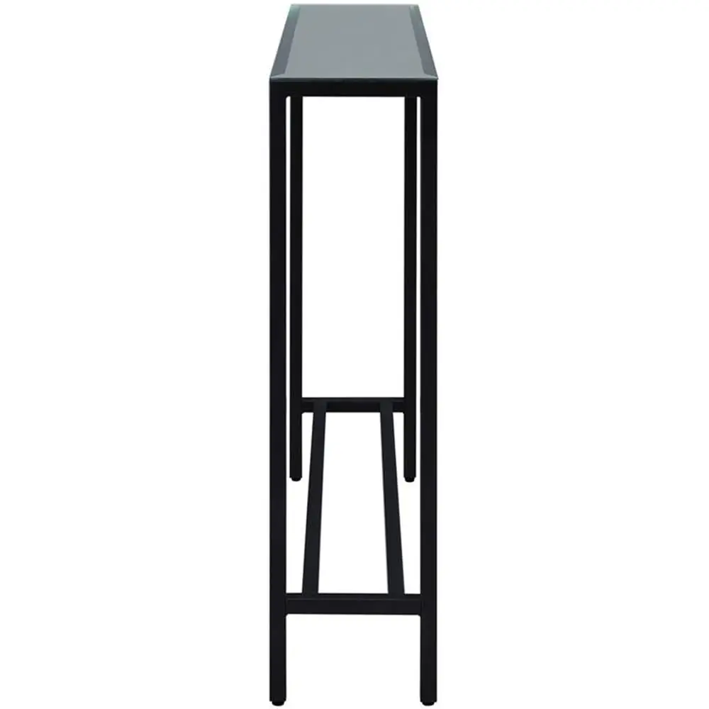 Narrow Console Table Glass Top Black Metal Frame, Slim Hallway Living Room Decor, 36 in, Customized view 5