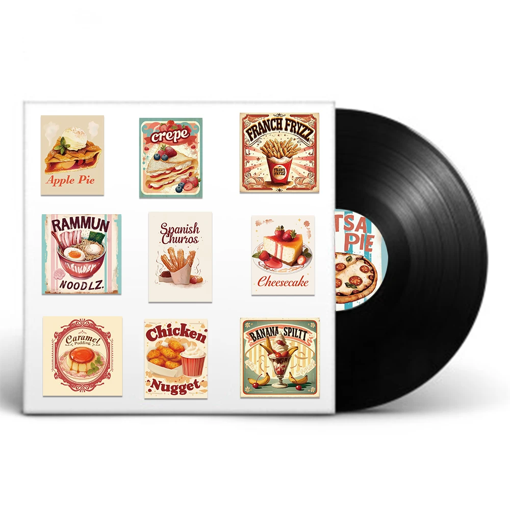 50 stücke Retro Lebensmittel Kuchen Nudel Aufkleber Aufkleber Für Laptop Sammelalbum Koffer Kühlschrank Gitarre DIY Cartoon Ästhetische Aufkleber – Detail 11