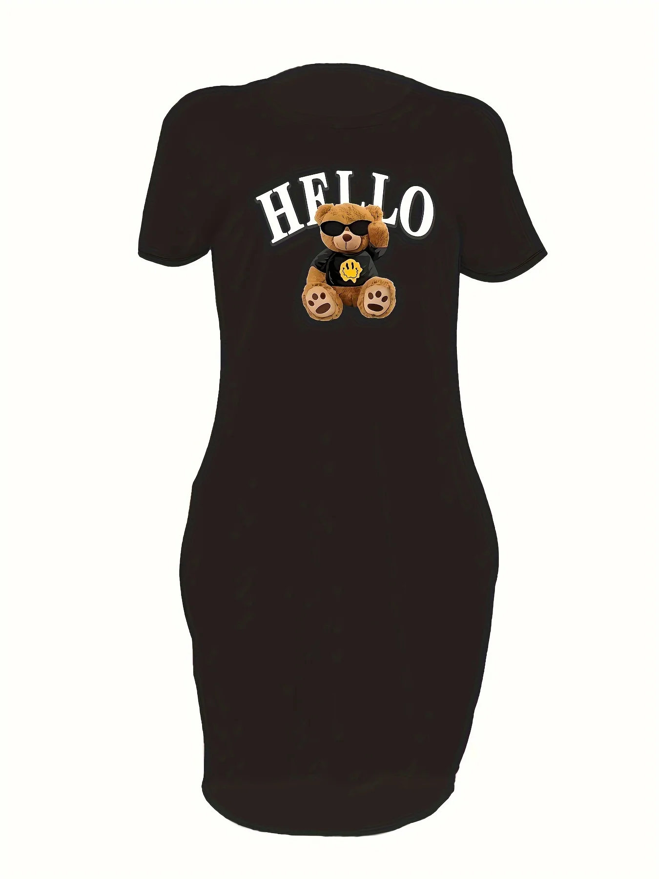Robe t-shirt décontractée pour femmes, imprimé HELLO BEER, manches courtes, col rond, coupe ample, printemps et été