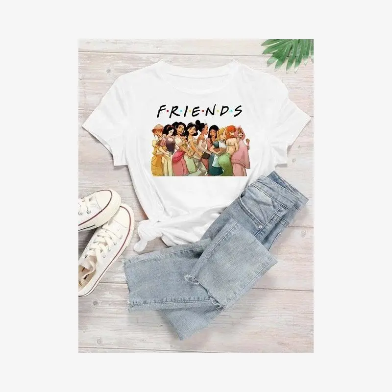 لطيف القط سنو وايت الأزياء الأوروبية والأمريكية فضفاضة مريحة عارضة القطن الرجال والنساء عشاق تي شيرت قصيرة الأكمام #3