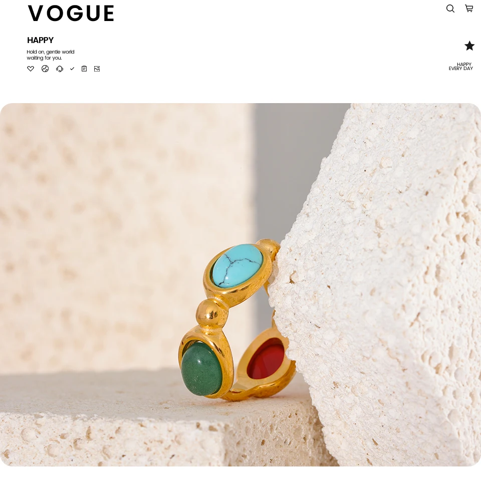 Yhpup Edelstahl Bunter Naturstein Achat Guss Vintage Charm Ring Mode 316l Schmuck für Frauen Strukturiertes Geschenk – Detail 9