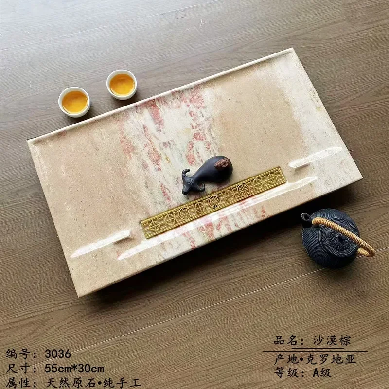 Steintee-Tablett im Neuen Chinesischen Stil, Modern Minimalistisch, Hochwertiger Haushalts-Teetisch mit Großer Kapazität, Langlebig und Elegant für den Wohnbereich