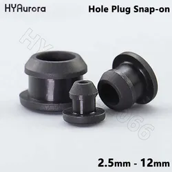 Hole Plug Snap-on Silicone Rubber Seal T-Shape Gasket Inserts Bungs Blanking End Caps Stopper Black 2.5 3 4 5 6 7 8 9 10 to 12mm