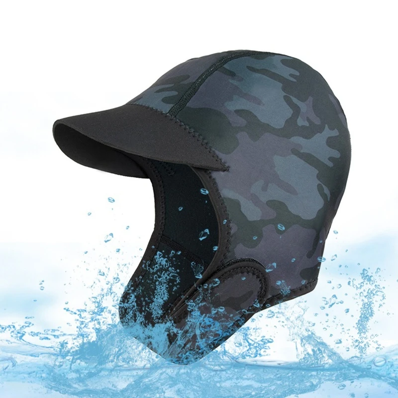 

2MM Neoprene Scuba Surf Swim Cap with Chin Strap Adjustable Quick-Drying Diving Hood Sun Hat for Swimming Kayaking Snorkeling