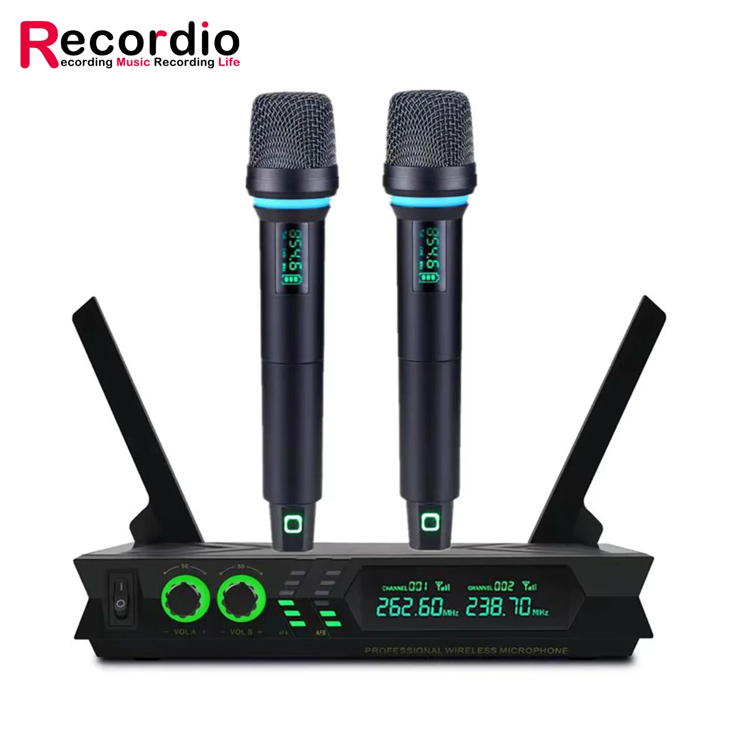 GAW-V777 Recordio Professional Wireless Microphone Dual Channels Uhf Wireless Microphone for Stage Performance