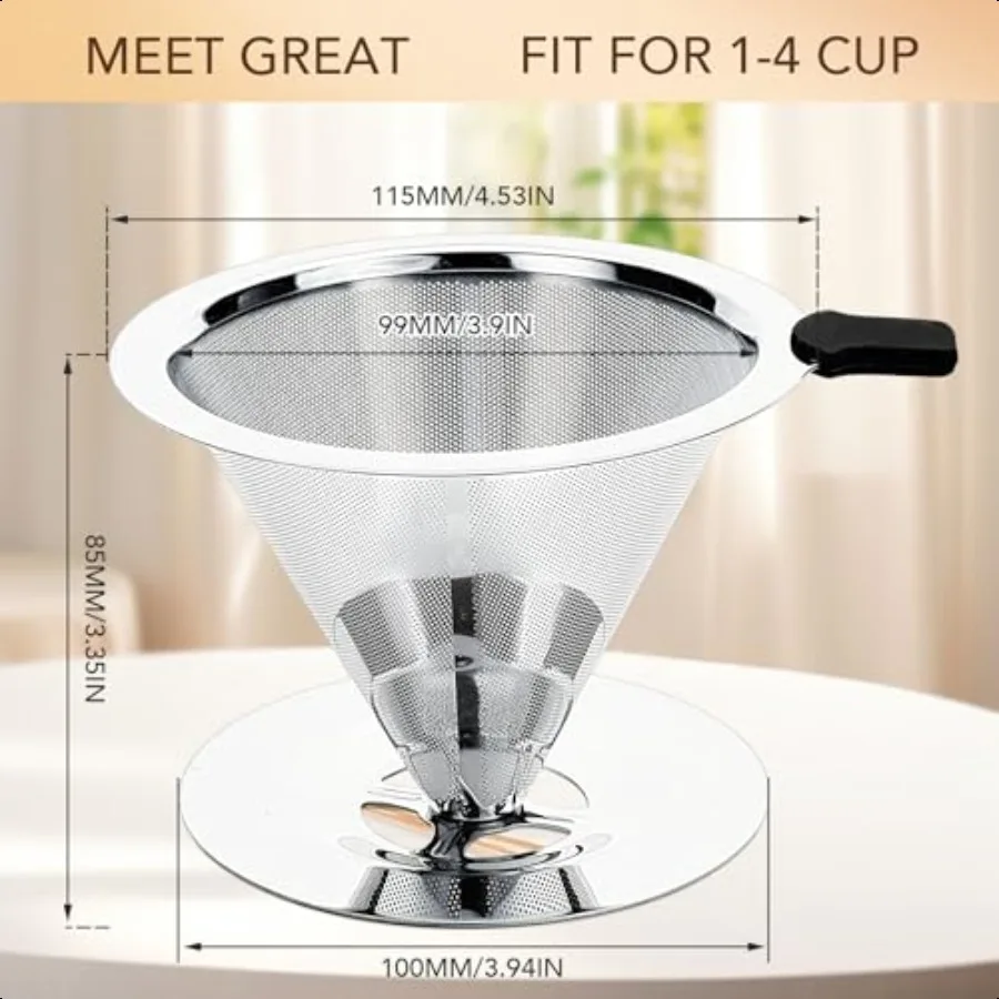 Premium Pour Over Coffee Dripper with Reusable Stainl Steel Filter Portable Easy Clean Coffee Maker for Single Cup Brewing Idea
