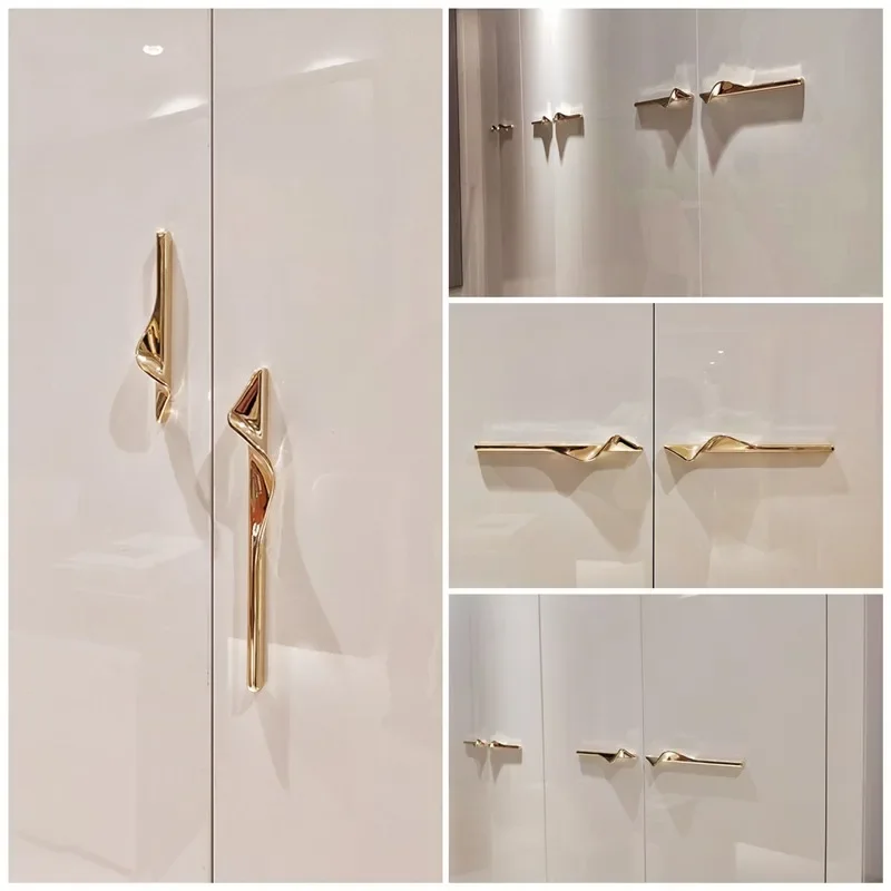 New Zinc Alloy Light Gold Gray Cabinet Door Drawer Handle Cabinet Door Handle